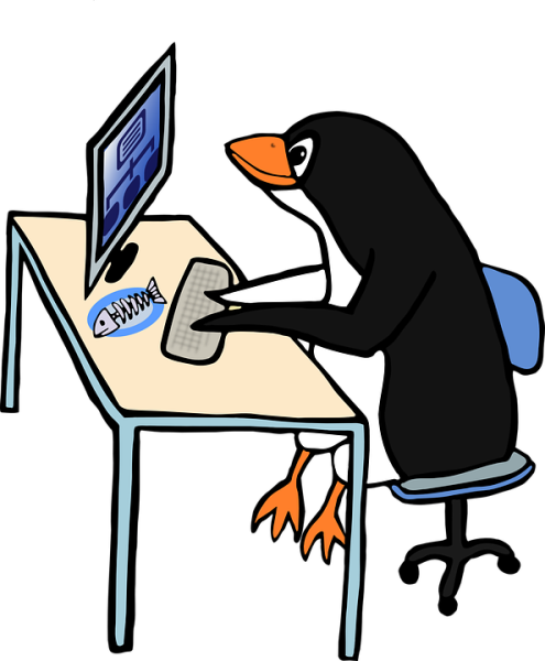Penguin using a computer